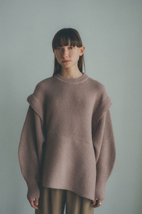 2WAY SLANT KNIT TOPS - スラントニットトップス - PINK