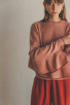 バックフリルラインニット - BACK FRILL LINE KNIT PINK