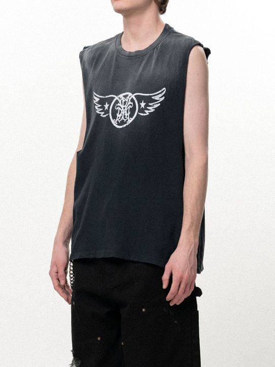 "AERO-KMY" Sleeveless T-shirt - スリーブレス Tシャツ (BLACK)