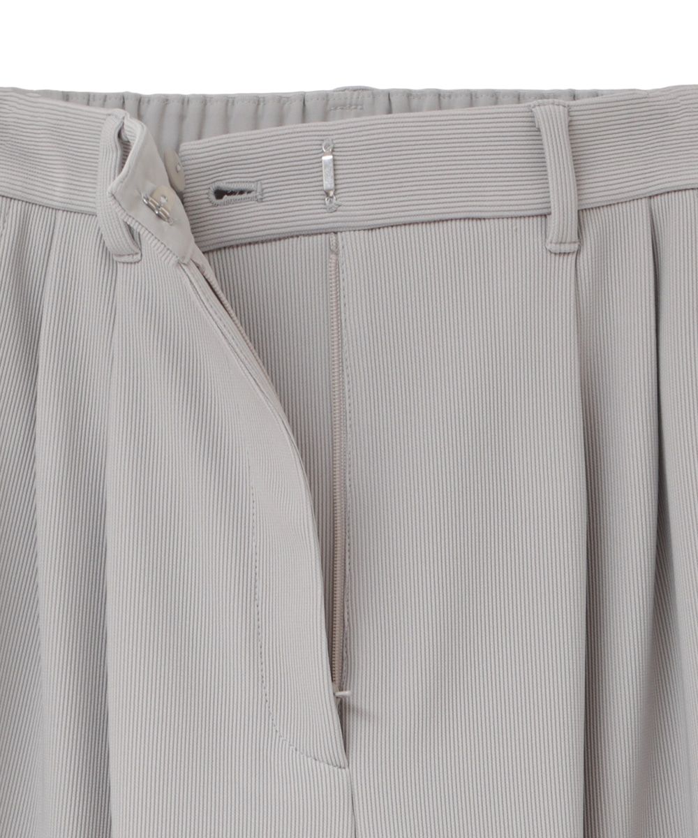 リブ ストライプ タックパンツ  - RIB STRIPE TUCK PANTS - GREY