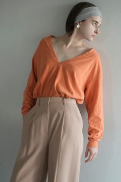 ディープ ブイネック トップス - オレンジ - DEEP V NECK TOPS