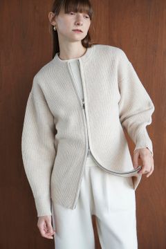 ジップ リブ ニット トップス - ZIP RIB KNIT TOPS IVORY
