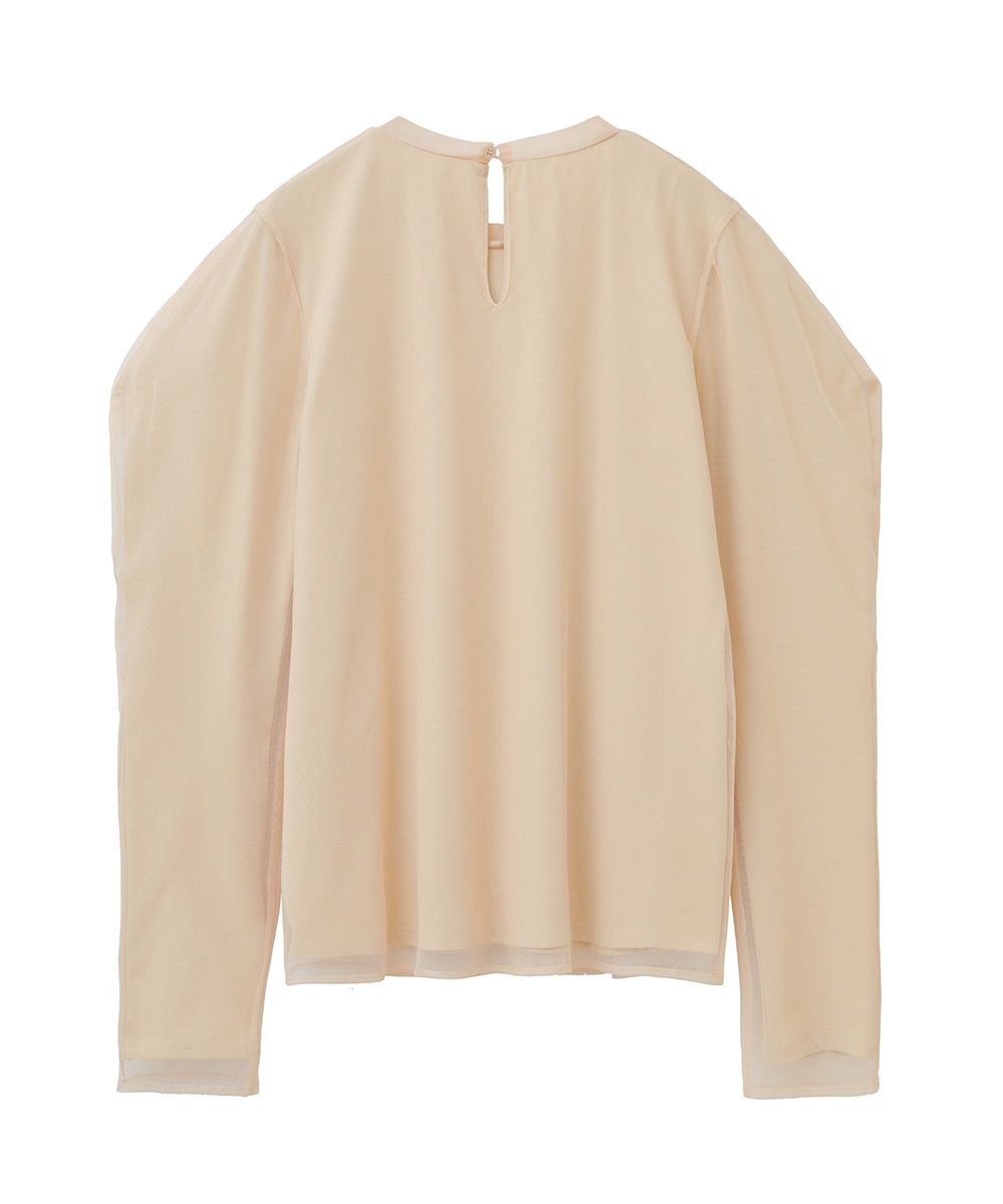MESH LAYERED COMPACT TOPS - BEIGE