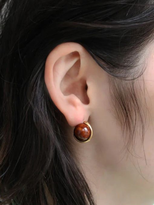 【両耳用】スフィアピアス GD ゴールド シンプル デザイン ユニセックス アクセサリー