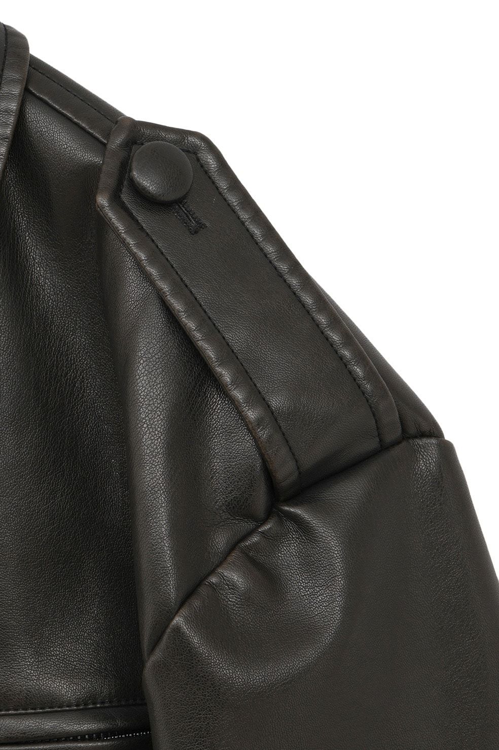 バルキーラインシングルレザージャケット - BULKY LINE SINGLE LEATHER JACKET (BLACK)