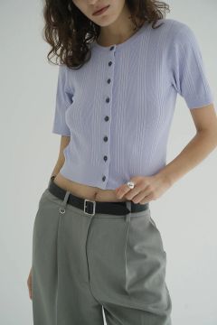 ファイスリブ ニット カーディガン - W FACE RIB KNIT CARDIGAN - PURPLE