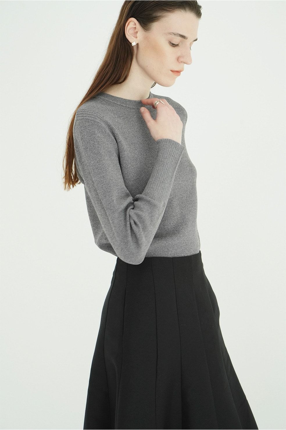 【26AW】ベーシックコンパクトニットトップス - BASIC COMPACT KNIT TOPS (GREY)
