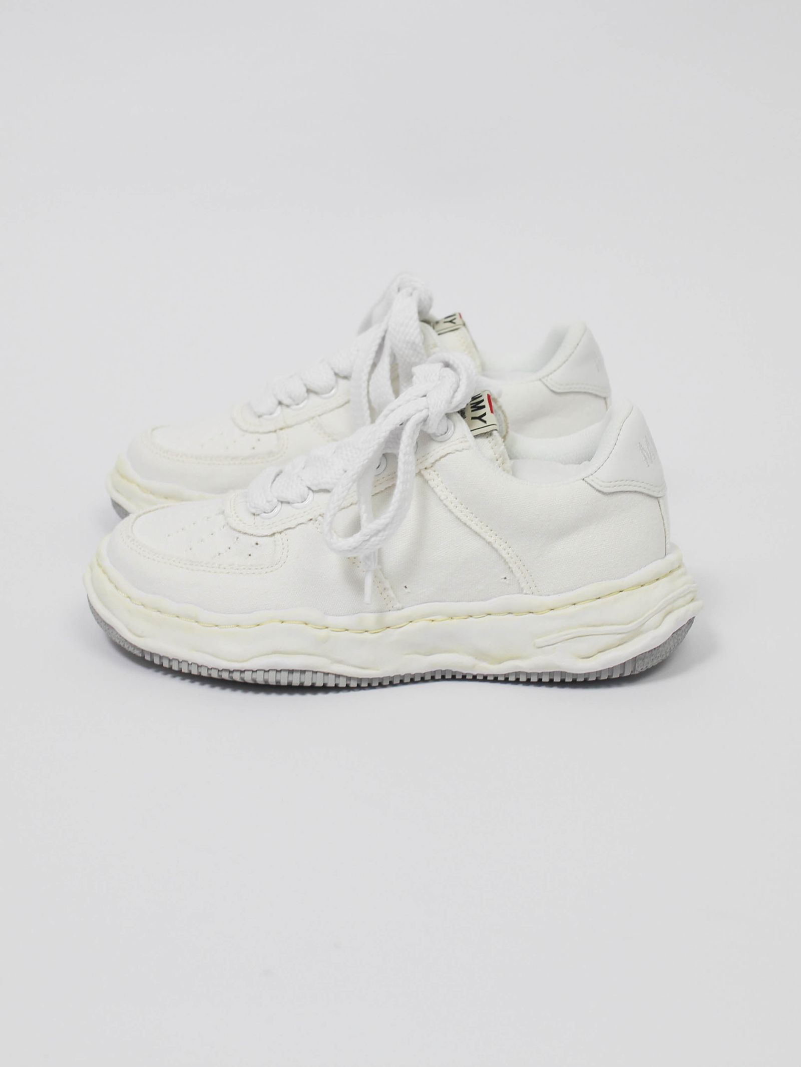 "WAYNE" OG Sole CANVAS LEATHER Low-top Sneake - WHITE