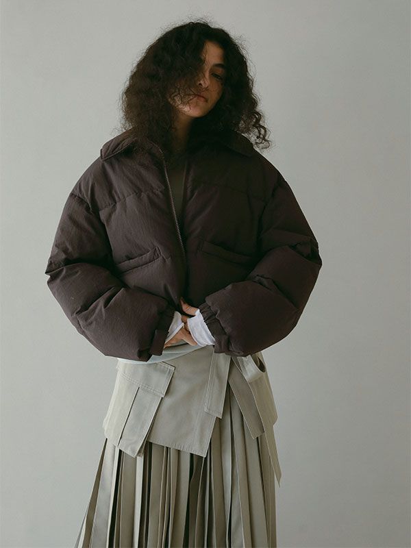 パディング ショートブルゾン BROWN レディース 中綿ジャケット