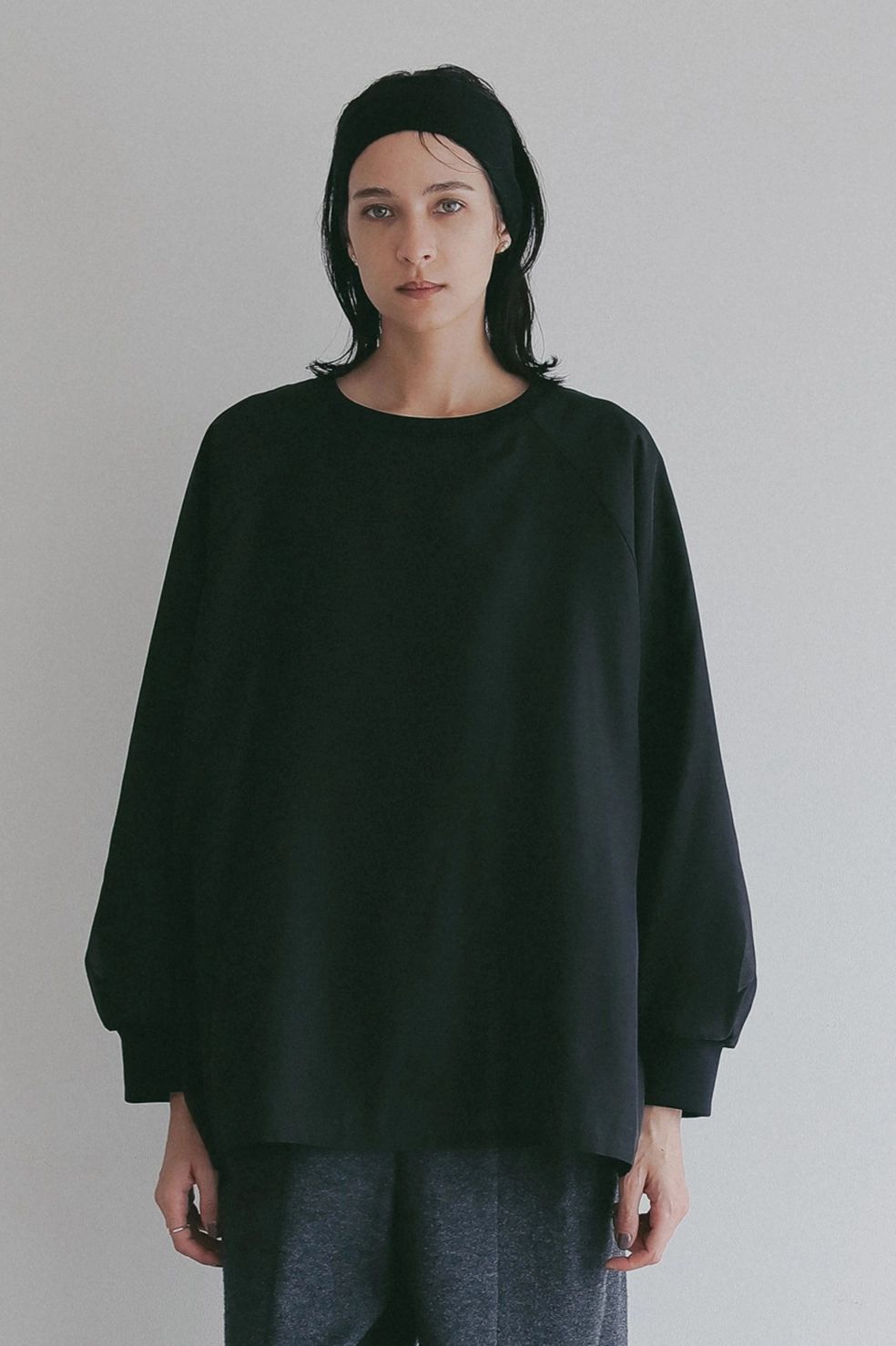 シアーレイヤード カットトップス | SHEER LAYERED CUT TOPS (BLACK)