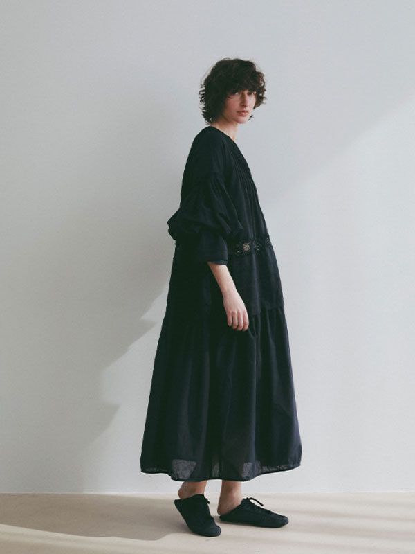 レースコットンボリュームワンピース（NAVY)