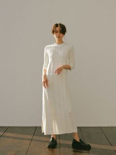 レーシーニットワンピース - WHITE