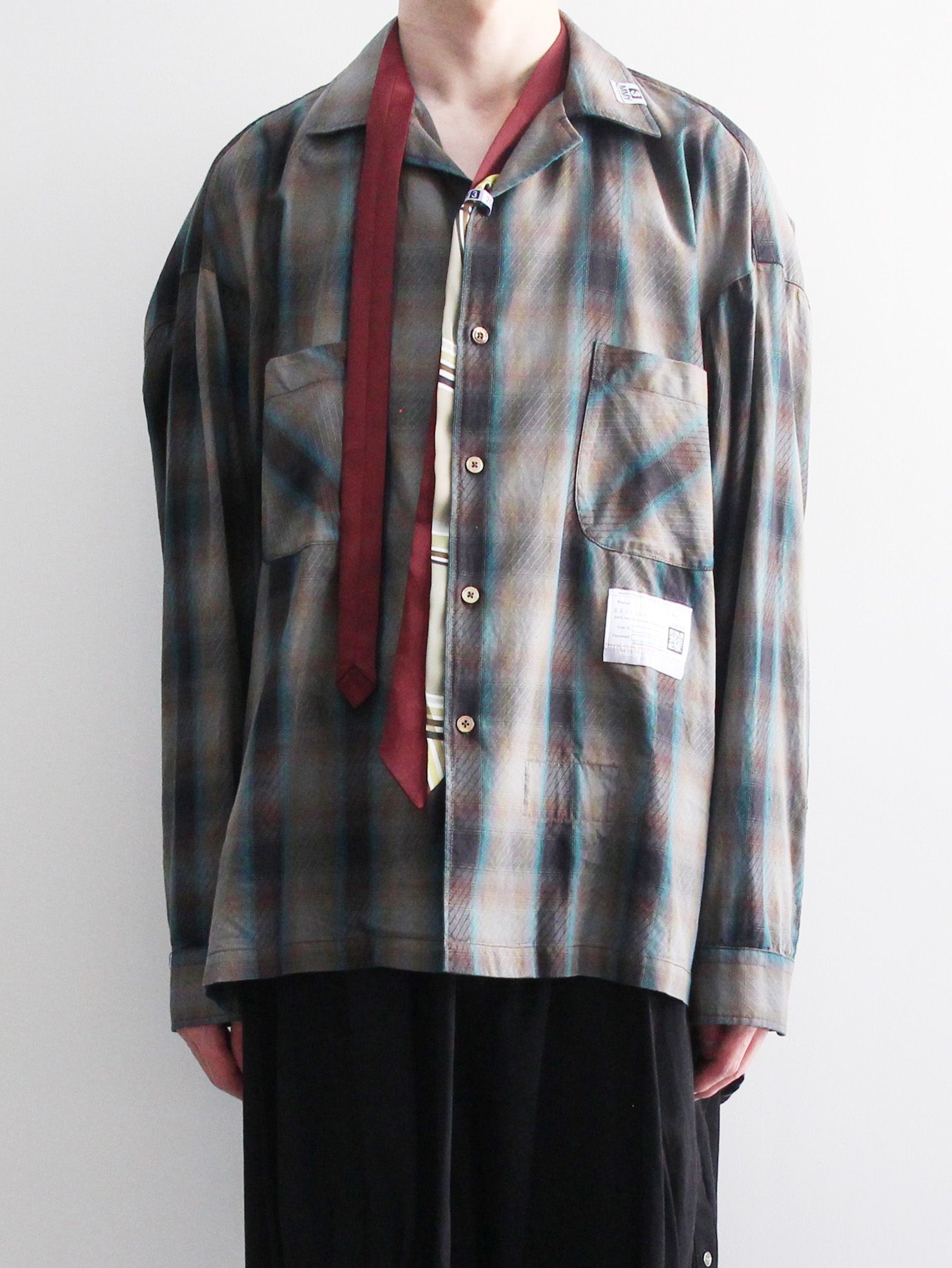 Maison MIHARA YASUHIRO - ミックス レイヤード チェック シャツ - Mix Layered Check Shirt  BROWN | ADDICT WEB SHOP