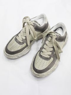 "WAYNE" OG Sole Leather Low-top / distress - Sneaker / オリジナルソール スニーカー / WHITE