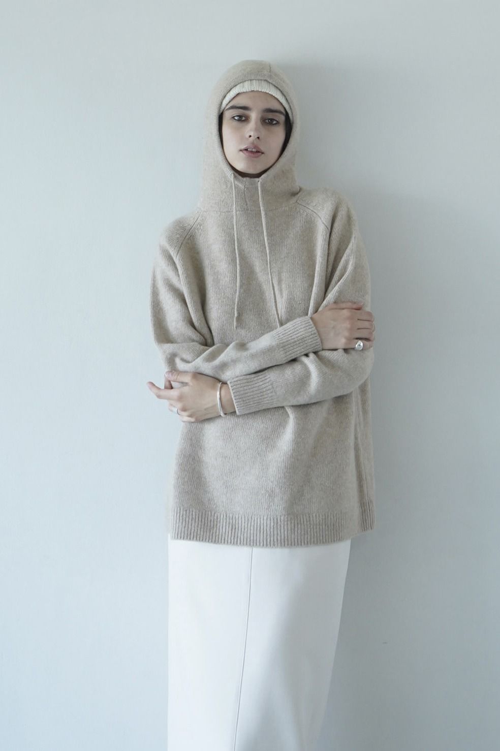 CLANE - ハイネックフードニットトップス - H/N KNIT HOODIE - IVORY