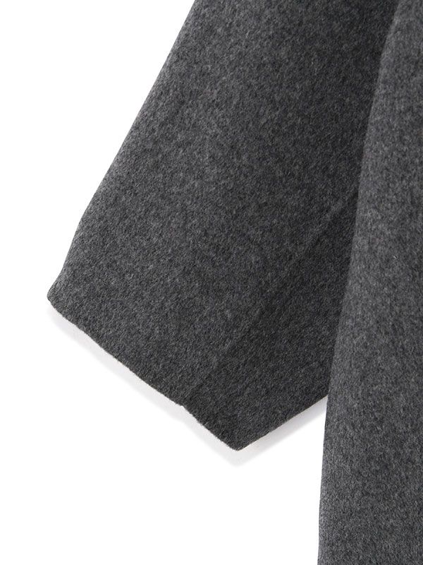 スタンドカラーリバーロングコート - GREY