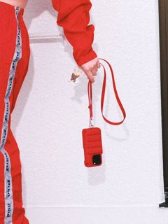 アイフォンケース レザーストラップ ｜STRAP 130cm (ルビーレッド)