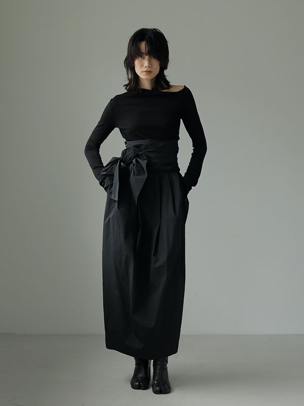 ウエストベルト2wayロングスカート - BLACK
