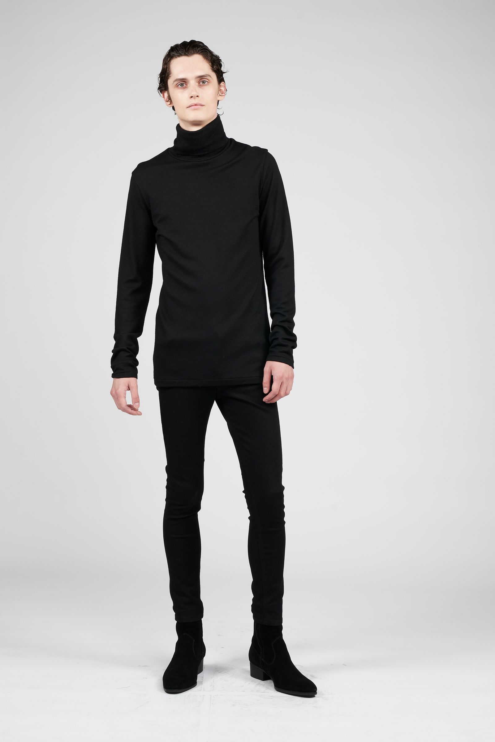 ウォッシャブル ウール タートルネック カットソー  - Washable Wool Turtle Neck BLACK