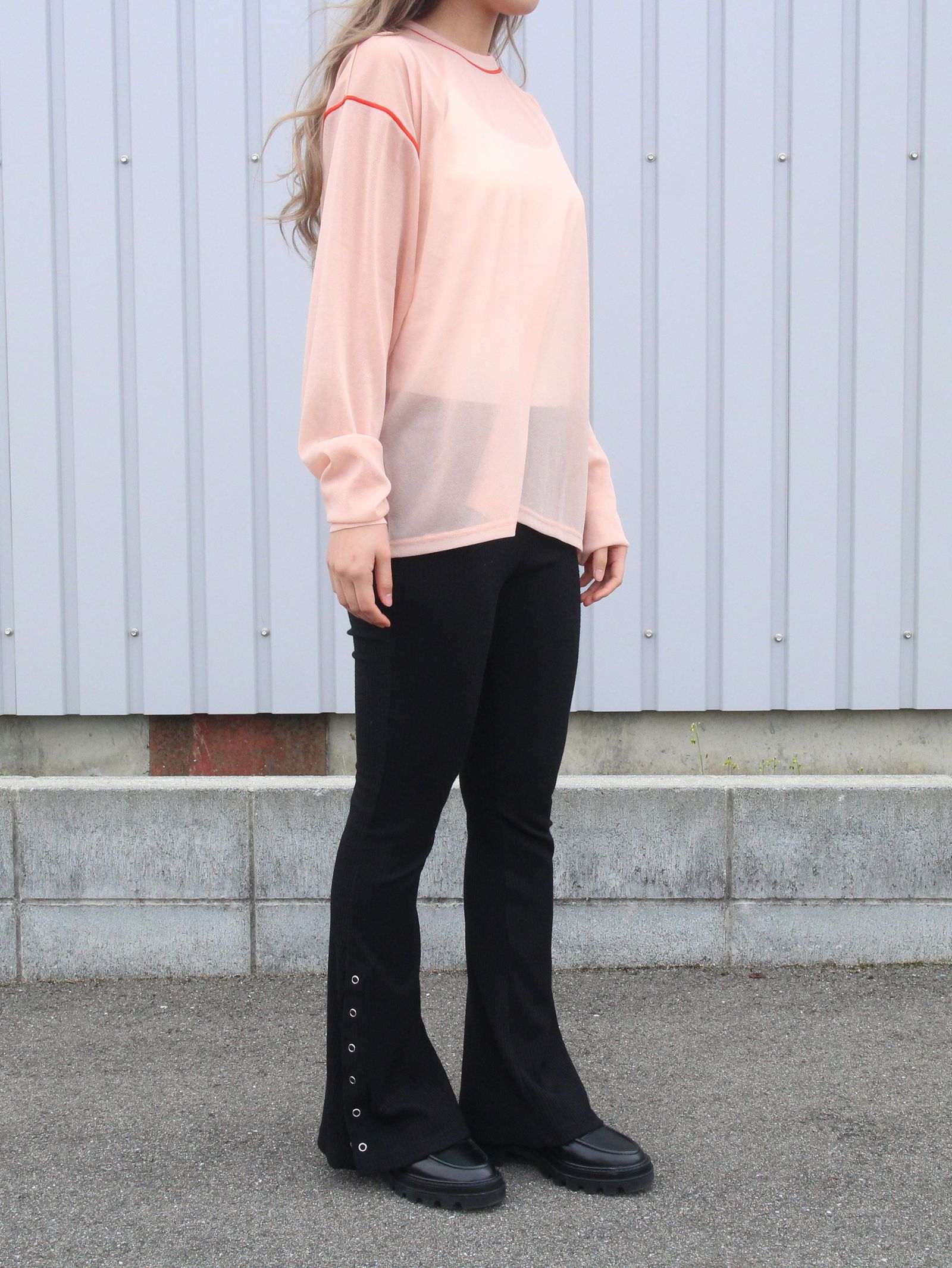 ロングスリーブカットソー - LINE SHEER L/S - PINK