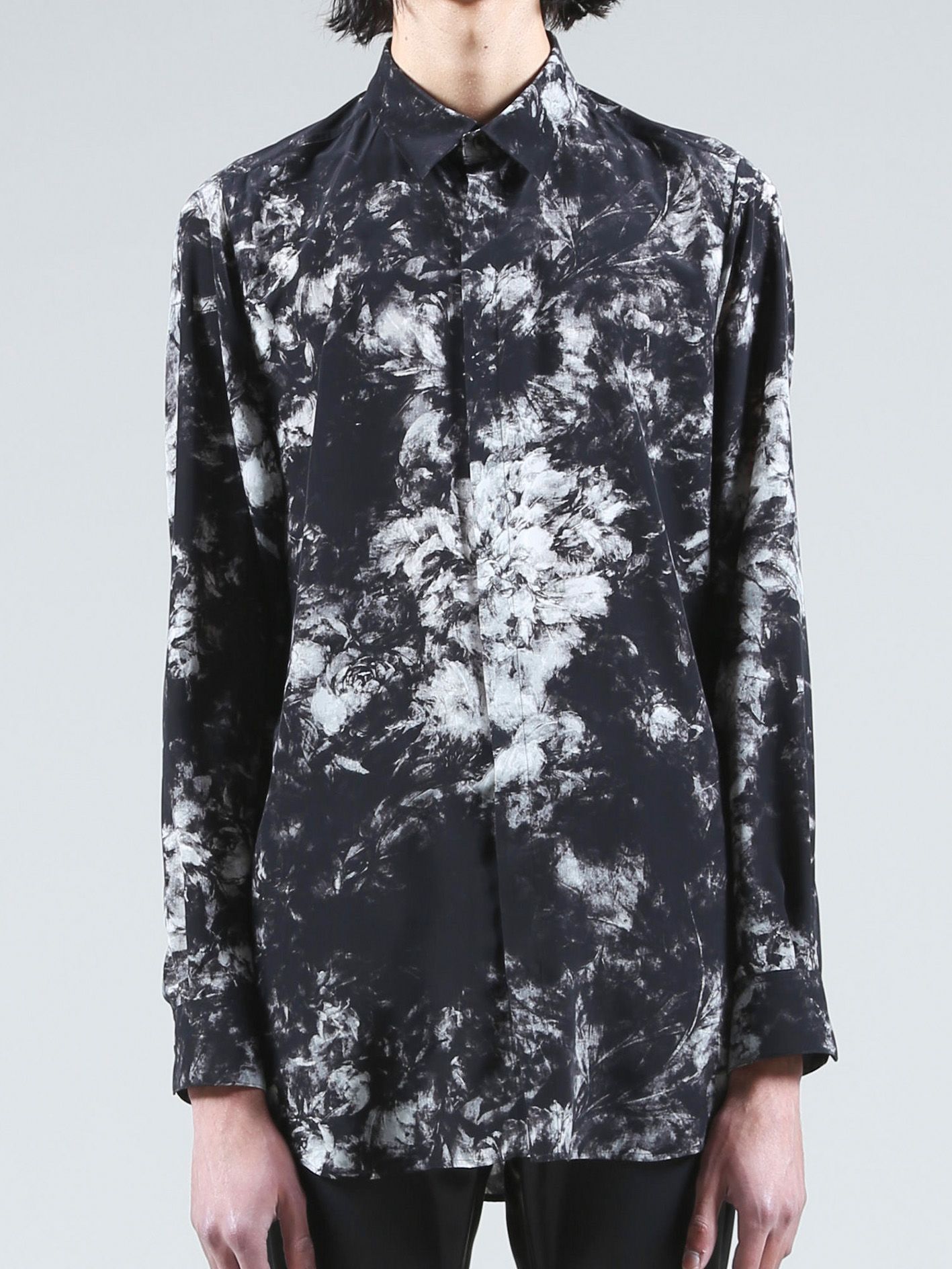 フラワープリントシャツ - Flower Print Shirt - BLACK×GRAY