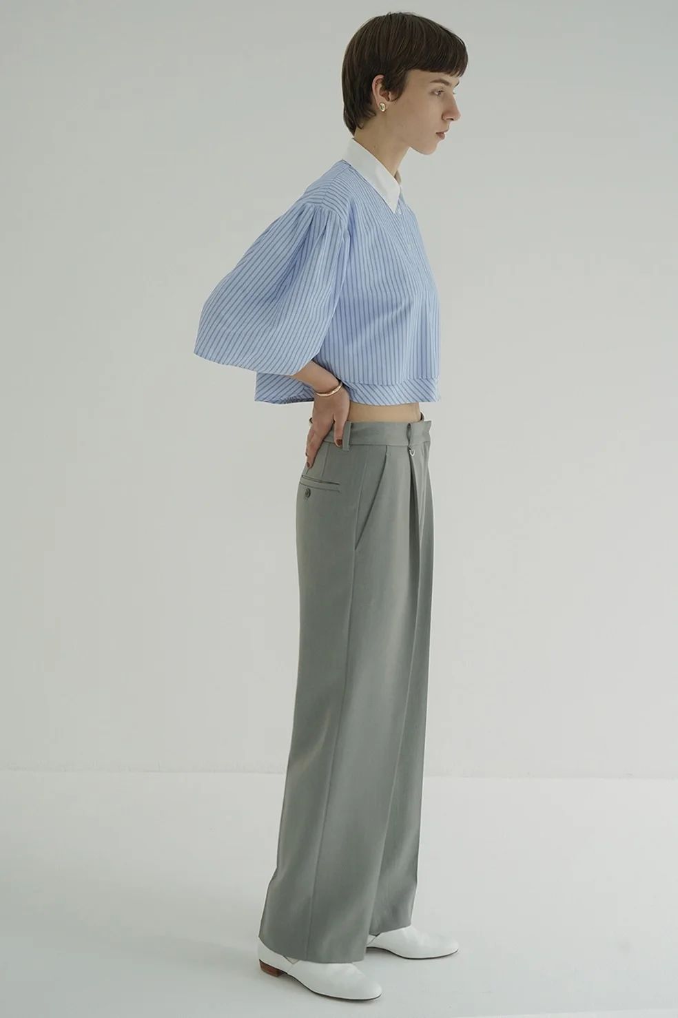 2WAY TUCK STRAIGHT PANTS GREY - タックストレートパンツ