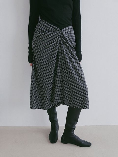 フロントデザインIラインスカート (CHECK)