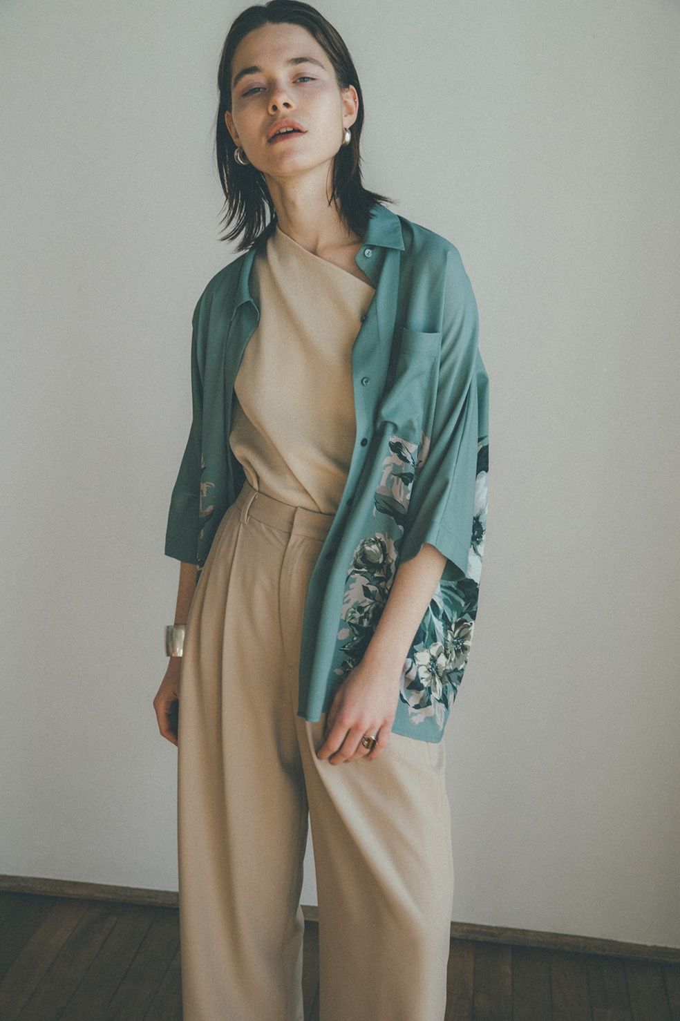 CLANE - パネルフラワーシャツ - PANEL FLOWER SHIRT MINT | ADDICT ...