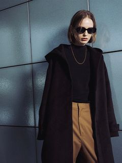 オーバーサイズ ロング コート - LONG HOODIE OVER COAT -  ブラック