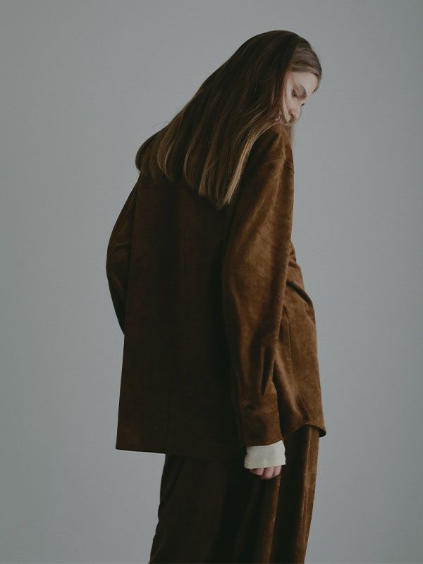 フェイクスウェードオーバーサイズシャツ (CAMEL)