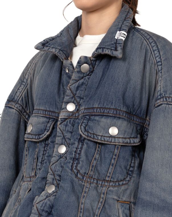 【レディース】ロールアップヘム パファーデニムジャケット | Roll-up Hem Puffer Denim Jacket