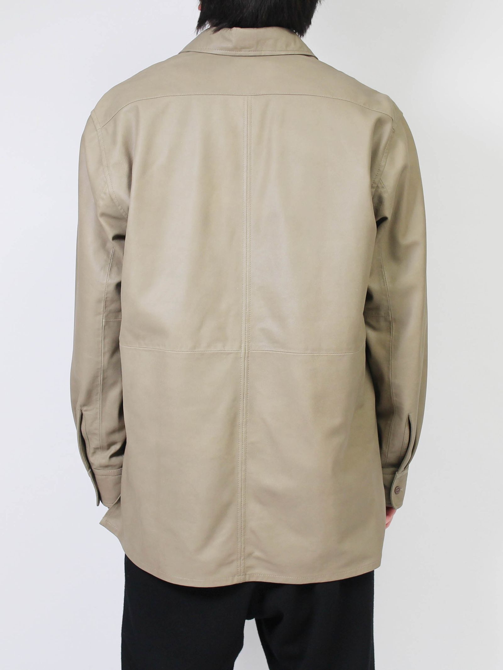SEVEN BY SEVEN - LETHAER PULLOVER SHIRTS - Goat leather - GREY