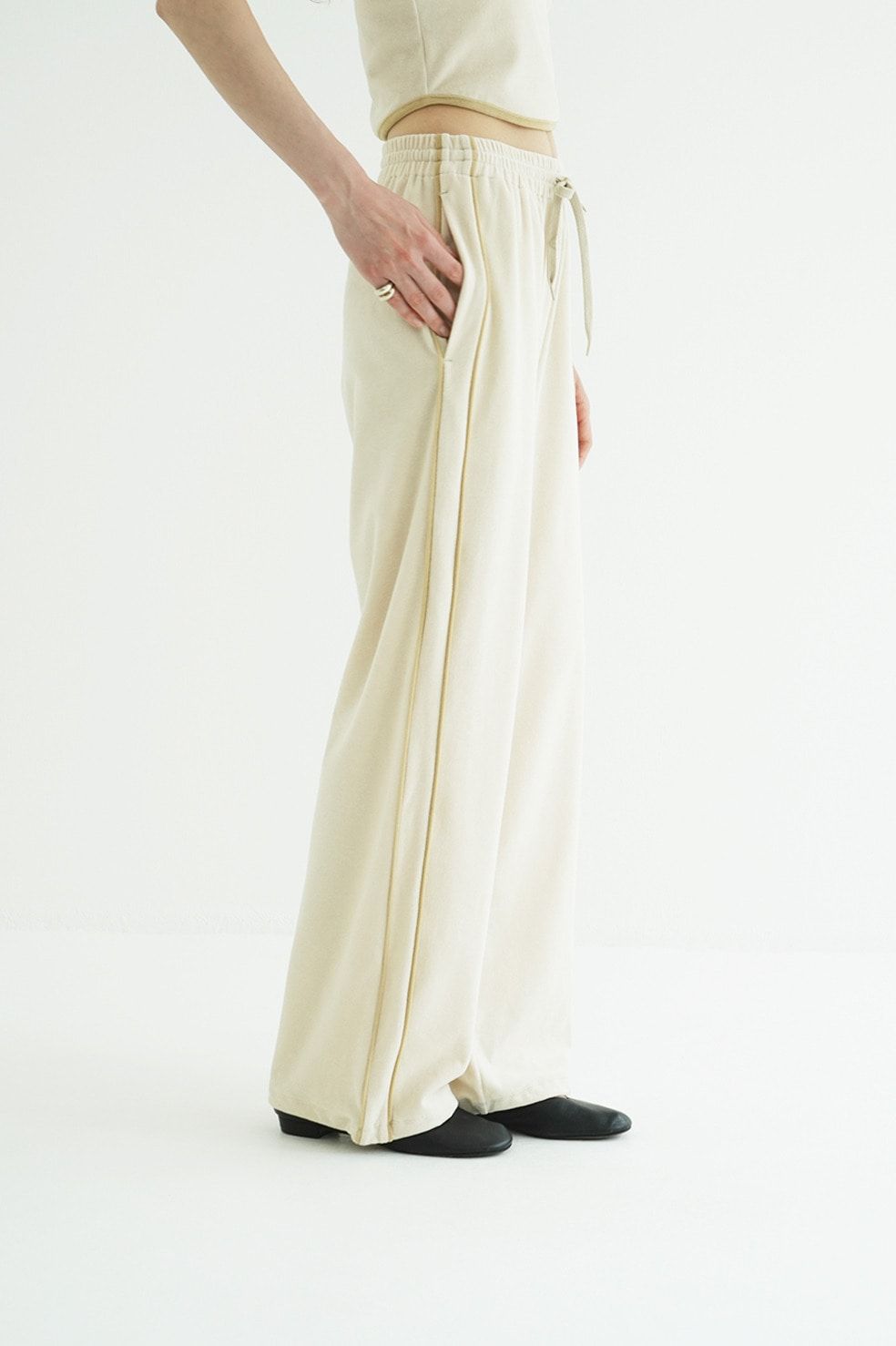 パイルセットアップ - PILE CONTRAST LINE SET UP (IVORY)