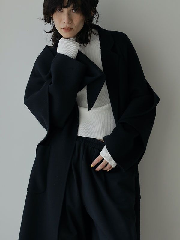 リバーストールロングコート - NAVY