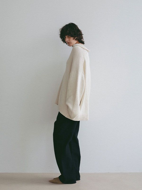 オーバーサイズスキッパーニットプルオーバー (IVORY)