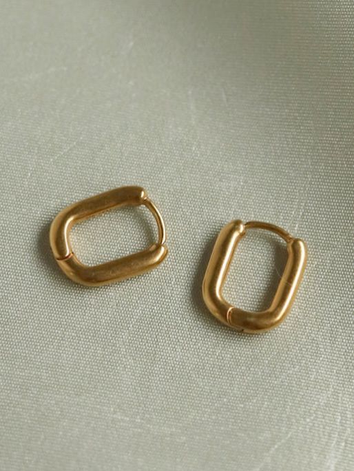 【両耳用】オブロングピアス GD ゴールド シンプル デザイン ユニセックス アクセサリー