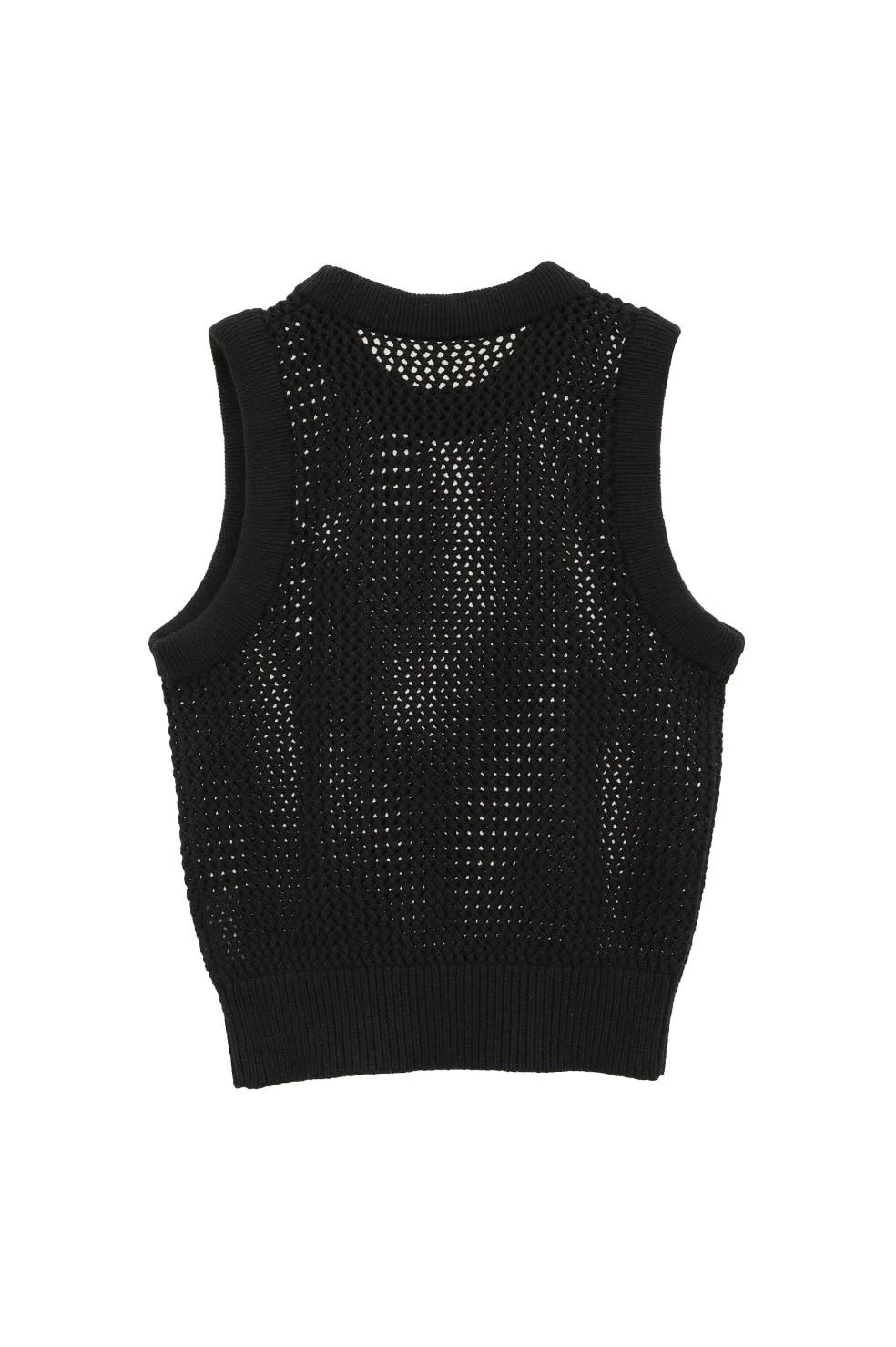 CLANE - メッシュトップス - 3D RIB MESH KNIT TOPS - BLACK