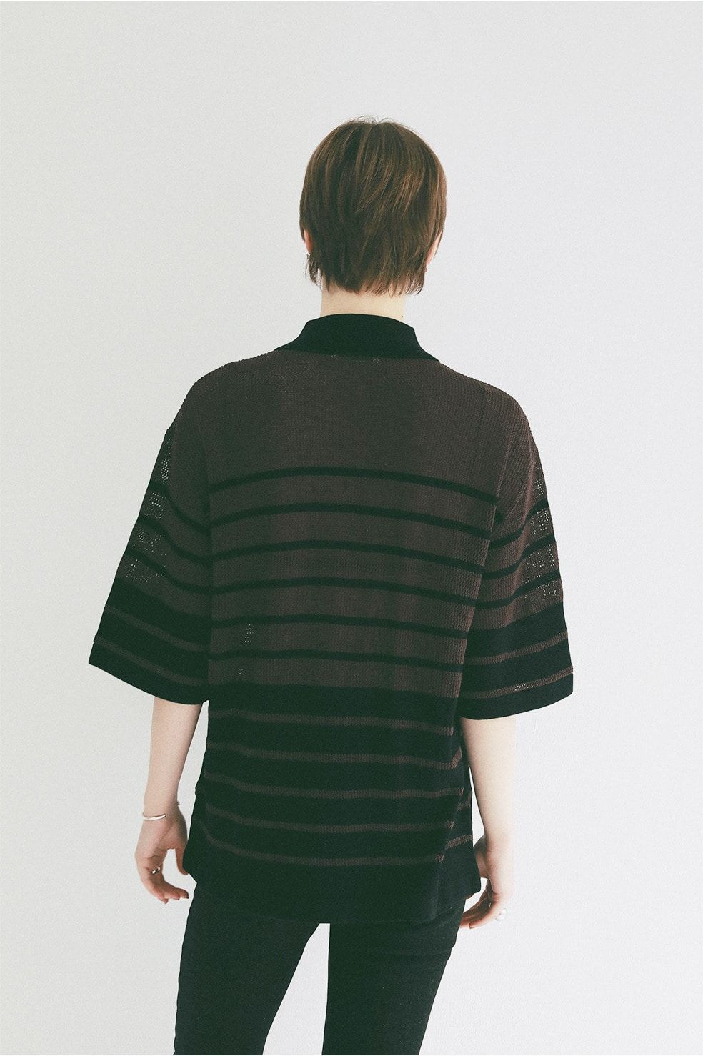 ハーフスリーブオーバーニットシャツ - HALF SLEEVE OVER KNIT SHIRT(BLACK)
