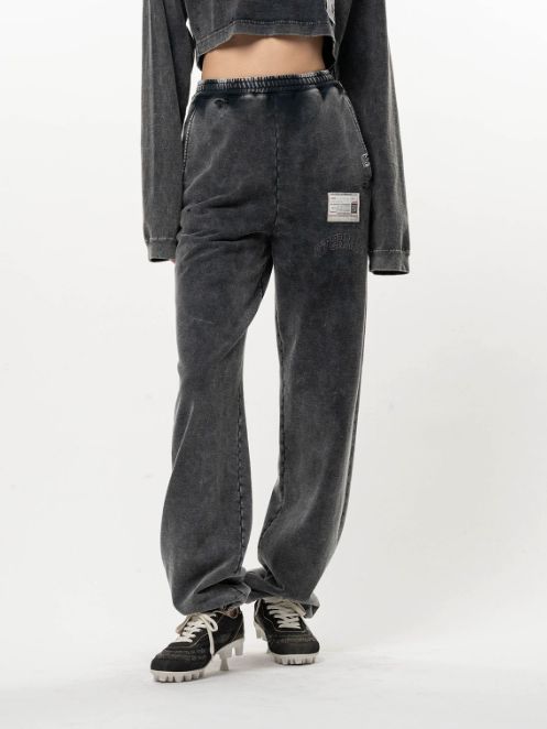 【レディース】  カレッジ ロゴ スウェット パンツ-Bleached College Print Jogger Sweat Pants(BLACK)