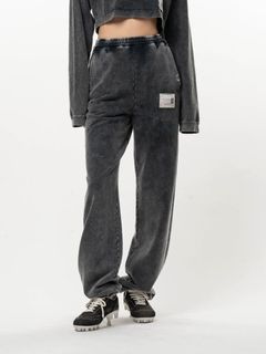 【レディース】  カレッジ ロゴ スウェット パンツ-Bleached College Print Jogger Sweat Pants(BLACK)