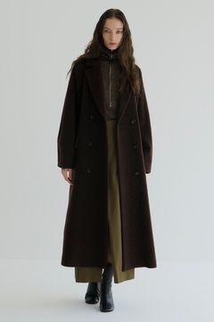 ダブルウール ロングコート - DOUBLE WOOL LONG COAT -  BROWN