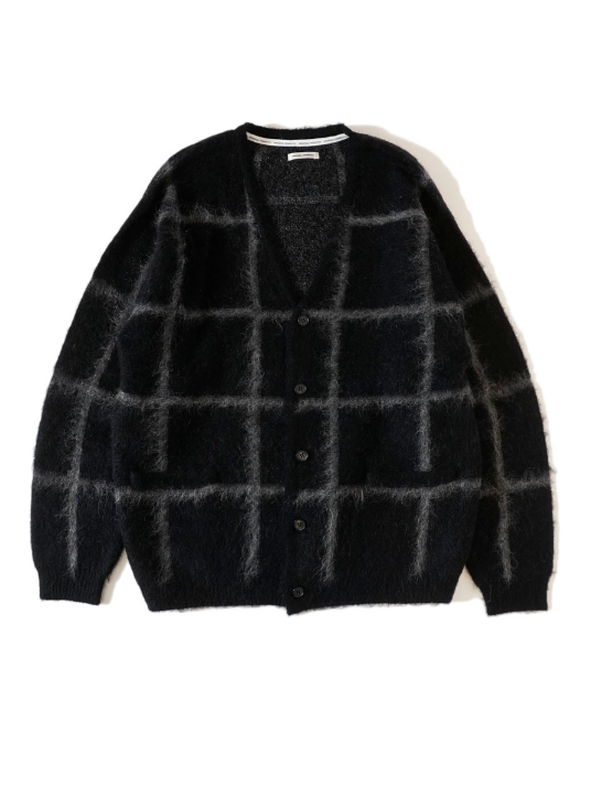 ジャガードチェックカーディガン -  JACQUARD CHECK CARDIGAN BLACK