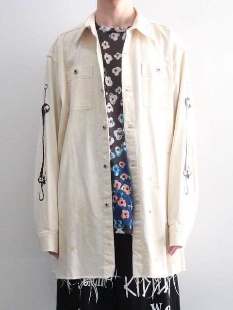 オーバーサイズ デニム シャツ - OVERSIZED DENIM SHIRT - DISTRESSED DENIM WHITE