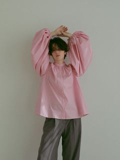 コットンボリュームスリーブシャツ - PINK