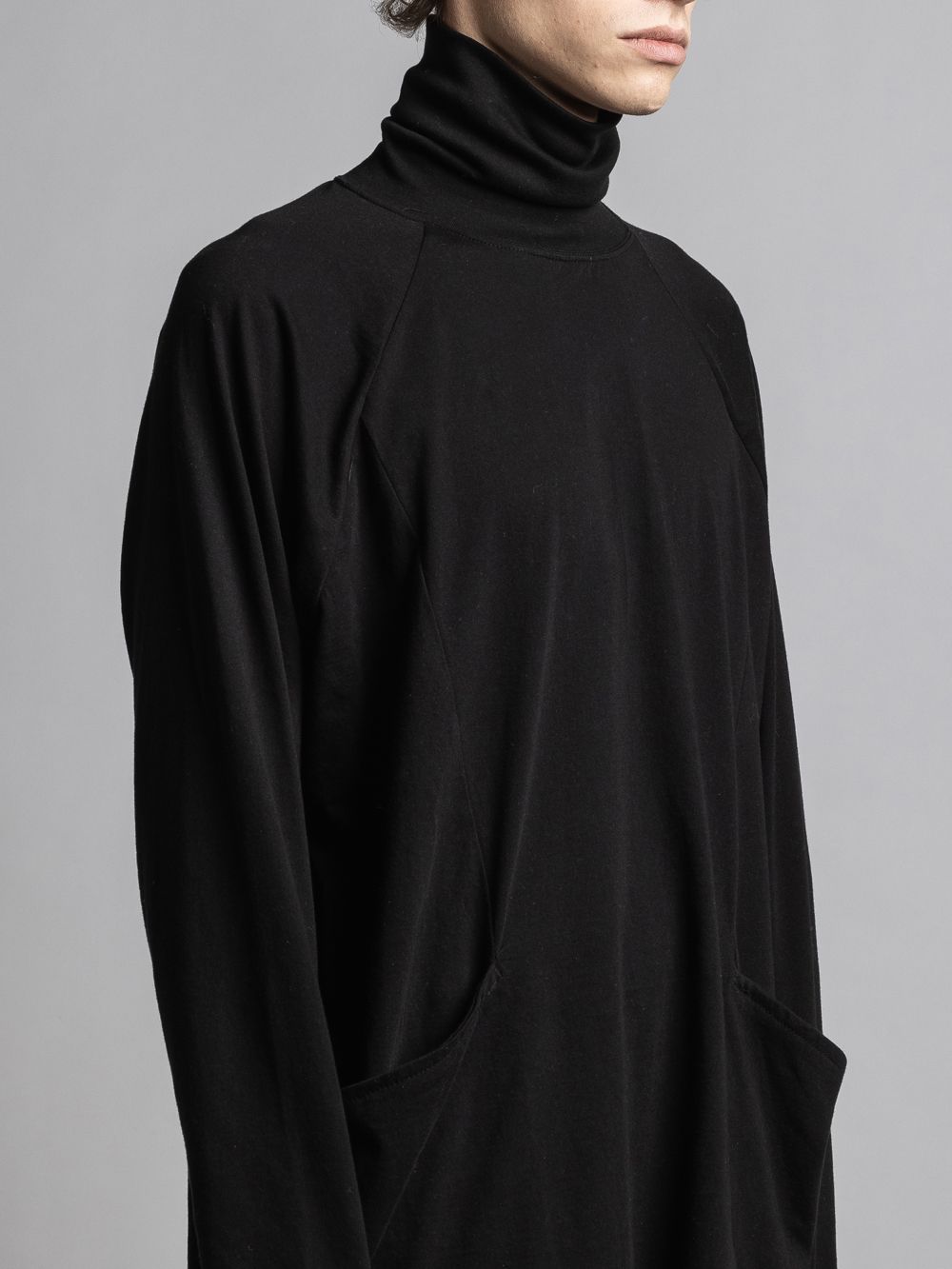 タートルネックカッソー - 40/- soft jersey Turtle necked T BLACK