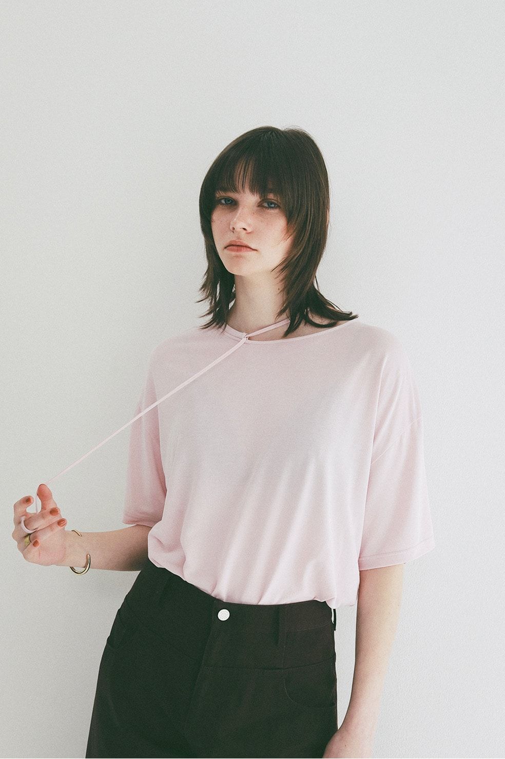 コードカットソー - DROOP THIN CODE SOFT TOPS (PINK)