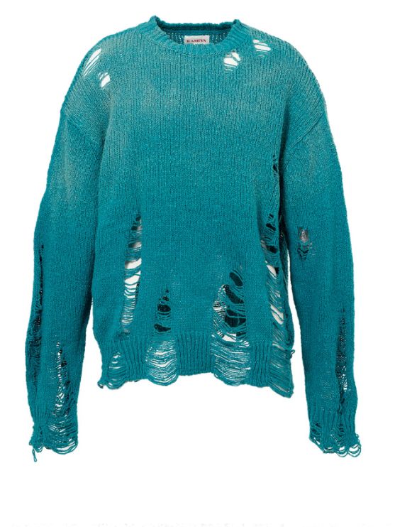 サンフェードライクニットセーター - Sun Faded Like Knit Sweater (BLUE)