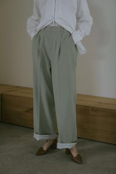 ストレートシルエット  -  BICOLOR HEM PANTS PISTACHIO