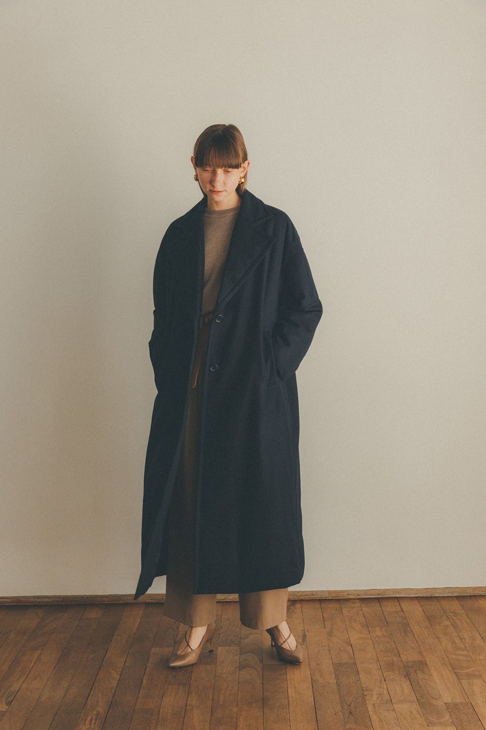 CLANE - ウールダウンロングコート - WOOL DOWN LONG COAT NAVY 