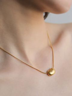 ぺブルネックレス GD ゴールド シンプル デザイン ユニセックス アクセサリー